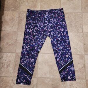 Fabletics Purple Black Stretch Leggings Sz L